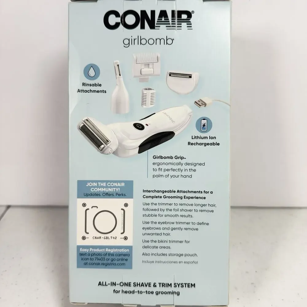 Conair Girlbomb 2-in-1 Hypoallergenic Shaver & Trimmer System NEW